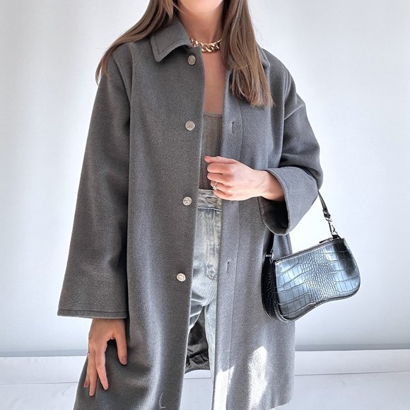 MaxMara Jackets & Blazers - 90s MaxMara Essential Pure Wool Coat in Slate Grey